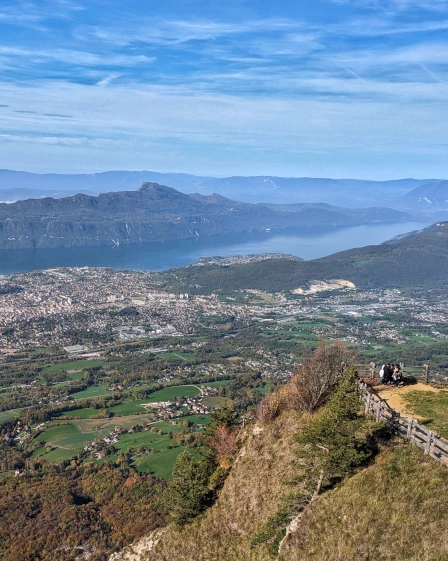 Overlooking the French town of Aix-les-Bains from high atop a mountain in Eastern France.